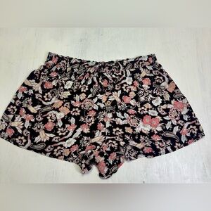 Kristin Nicole 2X Floral Paisley Shorts Rayon Boho Elastic Waist